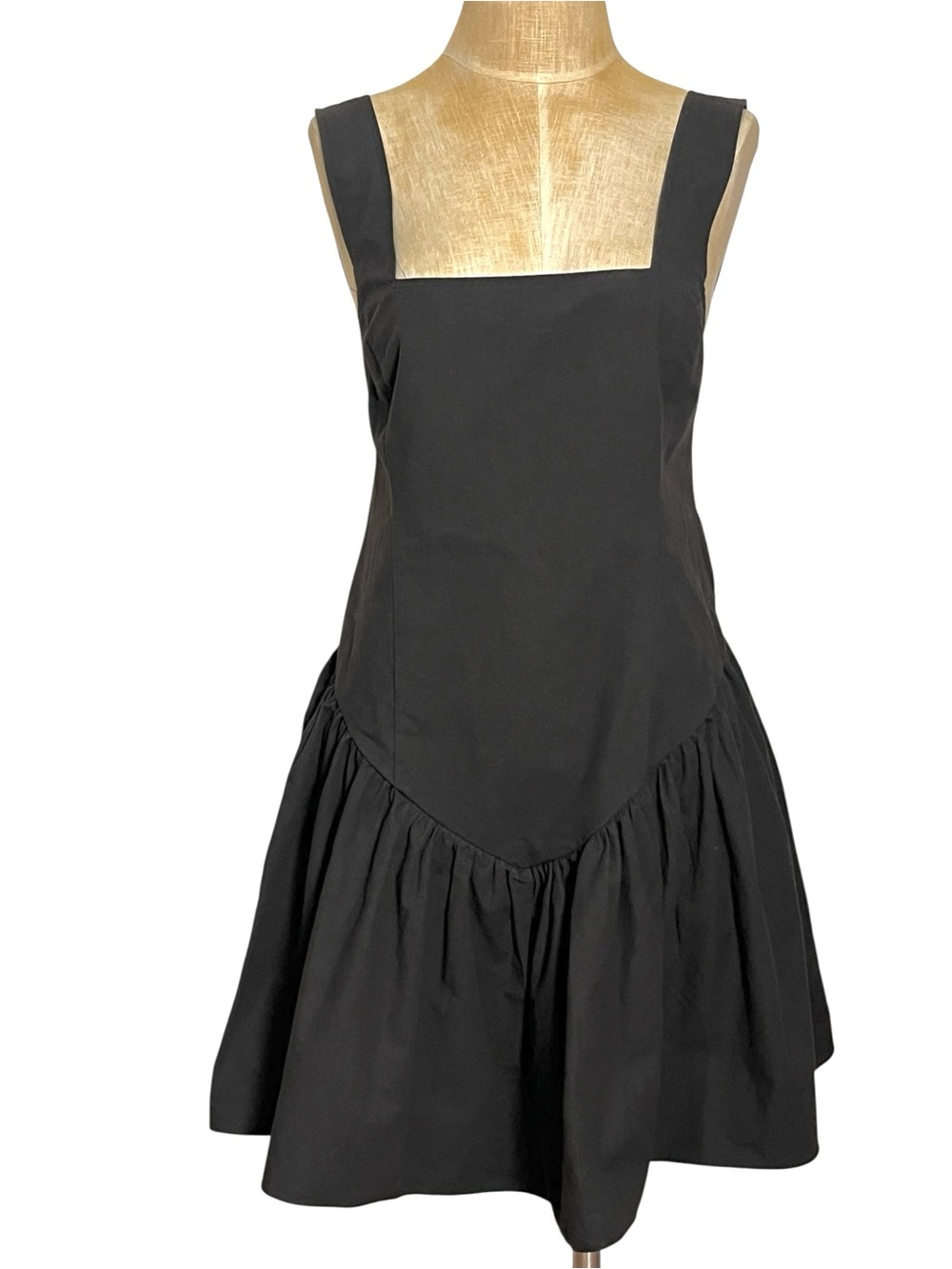 CAARA Black Open Back Bow Mini Dress Cotton Fit & Flare Size M NWT - Picture 3 of 12